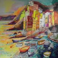 Magdalena Kurek, Koniunkcja piękna - Cinque Terre, 2018, 2018, olej, płótno