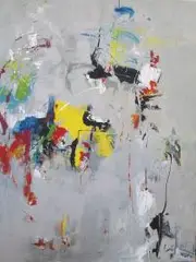 Małgorzata Pabis, Party mix, 2017, 2017, technika mieszana (masa strukturalna, farba lateksowa), płótno