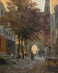K. Schwartz, Brama Mariacka w Gdańsku, 1927 r., 1927, olej, płótno, 68