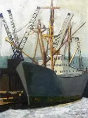 Gertruda Kuziemska-Wilczopolska, Załadunek, 1965 r., 1965, olej, płótno
