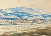 Stanisław Jankowski, Pejzaż górski - Kosów, 1928 r., 1928, akwarela, papier