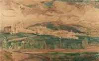 Eugeniusz Geppert, Pejzaż włoski - Asyż, 1939 r., 1939, akwarela, papier