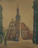 Jerzy Rupniewski, Kościół Klarysek w Bydgoszczy, akwarela, papier