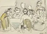 Otto Axer, Narada, 1975 r., 1975, tusz, akwarela, papier, 17