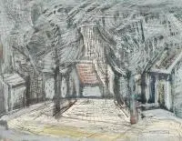 Jan Wodyński, Drzewa, tech. mieszana, papier