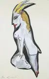 Pani Koziorożec by Hanna Bakuła, tusz, akwarela, sold Mar 2018