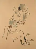 Tadeusz Kantor, Karykatura - autoportret, 1990 r.