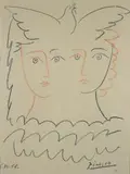 Gołąbki by Pablo Picasso, litografia barwna, sold Mar 2018