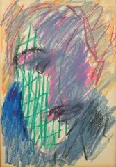 Jerzy Panek, Autoportret, pastel, papier
