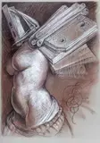 Kobieta z zamkami, 1999 by Franciszek Starowieyski, 1999, pastel, gwasz, papier, sold Mar 2018