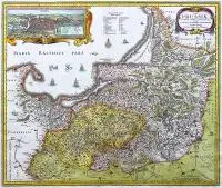 Claes Janszoon Visscher II, Tabula Prussiae eximia cura conscripta… Mapa Prus Wschodnich, 1633, 1633, Mapa Prus Wschodnich, opracowana na podstawie mapy G.Henneberga, jedna z najdokładniejszych w tamtym czasie, Amsterdam, po 1656 r.; w lewym górnym rogu widok Królewca z legendą obejmującą 13 obiektów