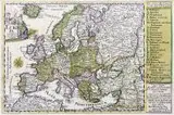Johann Georg Schreiber, Europa, Mapa Europy, Lipsk, ok. 1760 r. miedzioryt kolorowany, wym. 16