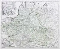 Jan Barend Elwe, La Pologne, divisee en Royaume de Pologne..., Mapa Polski A. H. Jaillota z 1694 r., stan szósty, ok. 1792 r. Miedzioryt kolorowany