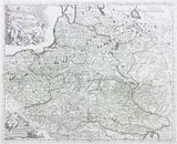 Jan Barend Elwe, La Pologne, divisee en Royaume de Pologne..., Mapa Polski A. H. Jaillota z 1694 r., stan szósty, ok. 1792 r. Miedzioryt kolorowany