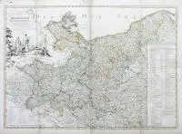 Daniel Friedrich Sotzmann, Karte von der Mark Brandenburg..., Szczegółowa mapa Brandenburgii i Pomorza, ok. 1800 r. miedzioryt kolorowany, papier naklejony na płótno, wym. 54