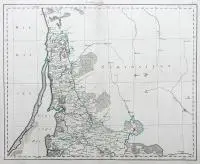 Anton Amon, Ost Preussen I.-V. Bl., Mapa Prus Wschodnich złożona z pięciu odrębnych arkuszy, pochodzących z dzieła F. A. Schraembla „Allgemeiner Grosser Atlass”, wyd. P. J. Schalbacher, Wiedeń 1787-1788 miedzioryty kolorowane liniowo w