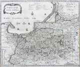 Matthäus Merian, Prussiae nova tabula, Mapa Prus, Frankfurt n. Menem, poł. XVII w. miedzioryt