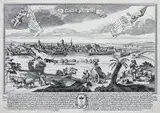 Joseph Friedrich Leopold, Dantiscum/Danzig, Widok Gdańska z Biskupiej Górki, Augsburg, ok. 1720 r. miedzioryt, wym. 20