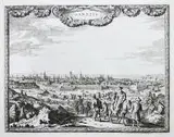 Nicolaes Visscher, Dantzig, Widok Gdańska od południowego zachodu, rytowany przez P. H. Schuta, Amsterdam ok. 1650 r. miedzioryt, wym. 21