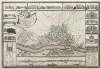 Giovanni Antonio Rizzi Zannoni, Plan de Varsovie Levé par Ordre de Son…, Plan Warszawy; u dołu panoramiczne przedstawienie miasta od strony Wisły, po bokach i u góry widoki 17 budynków w Warszawie; plan oparty na „Plan de la ville de Varsovie: dedie a S. M. Auguste III Roi