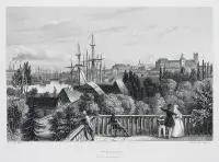 Henry Winkles, Stettin vom Logengarten, Widok Szczecina, według B. Petersa, 1840 r. staloryt