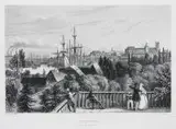 Henry Winkles, Stettin vom Logengarten, Widok Szczecina, według B. Petersa, 1840 r. staloryt