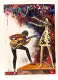 Jan Marcin Szancer, Chłopiec z gitarą, lata 60-te/70-te XX wieku, gwasz, karton, 37