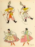 Zofia Stryjeńska, Stroje z regionu krakowskiego – tablica 2, litografia kolorowana, papier