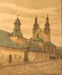 Stephan Filipkiewicz, Kościół św. Andrzeja w Krakowie, z teki Kraków, 1926 r., 1926, litografia barwna, papier