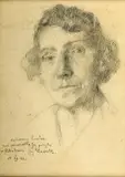 Stanisław Żarnecki, Portret żony artysty – Józefiny, 1954 r., 1954, ołówek, papier, 16
