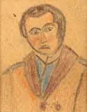 Portret mężczyzny by Nikifor Krynicki, kredka, papier, sold Jan 2018