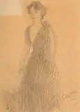 Alfons Karpiński, Dama w sukni, ołówek, papier