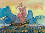 Boat by Stanisław Eleszkiewicz, akwarela, gwasz, papier, 18, sold Jan 2018