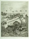 Eleonora Jagaciak-Baryłko, Widok z Kamiennej Góry (Gdynia), akwaforta, papier, 31