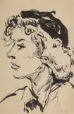 Janusz Grabiański, Kobieta w berecie, litografia, papier