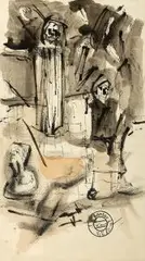 Tadeusz Kantor, Szkic, akwarela, tusz, papier