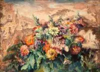 Teodor Grott, Bukiety, 1946 r., 1946, olej, tektura