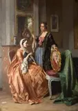 Jean Carolus, Scena w salonie, 1858 r., 1858, olej, deska parkietowana