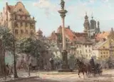 Wiosna na Placu Zamkowym w Warszawie by Władysław Chmieliński, olej, płótno, 25, sold Nov 2017