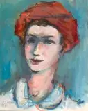 Portret dziewczyny by Jakub Zucker, olej, akwarela, papier, sold Nov 2017