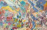 Klęska urodzaju w Czerwińsku, 1991 r. by Edward Dwurnik, 1991, olej, płótno, sold Nov 2017