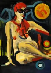 Lady with eggs, 2017 by Aleksandra Młynarczyk-Gemza, 2017, olej, płótno, sold Jan 2018