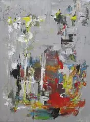 Małgorzata Pabis, Window view, 2017, 2017, technika mieszana (masa strukturalna, farba lateksowa), płótno