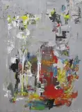 Małgorzata Pabis, Window view, 2017, 2017, technika mieszana (masa strukturalna, farba lateksowa), płótno