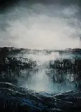 Andrzej Fronczak, Tajemnica mglistej doliny, 2017, 2017, technika własna, płótno