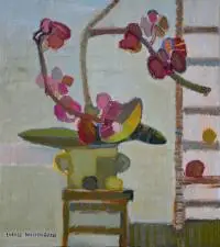 Łukasz Breitenbach, Storczyk z cytryną, 2017, 2017, olej, płótno