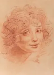 Roman Kramsztyk, Portret Charlotty Bologny, sangwina, papier