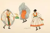Zofia Stryjeńska, Polskie Stroje Ludowe, tablica nr 14, 1939 r., 1939, litografia kolorowana, papier