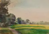 Wojciech Weiss, Pejzaż, akwarela, papier