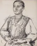 Jan Wojnarski, Krakowianka, 1935 r., 1935, węgiel, papier